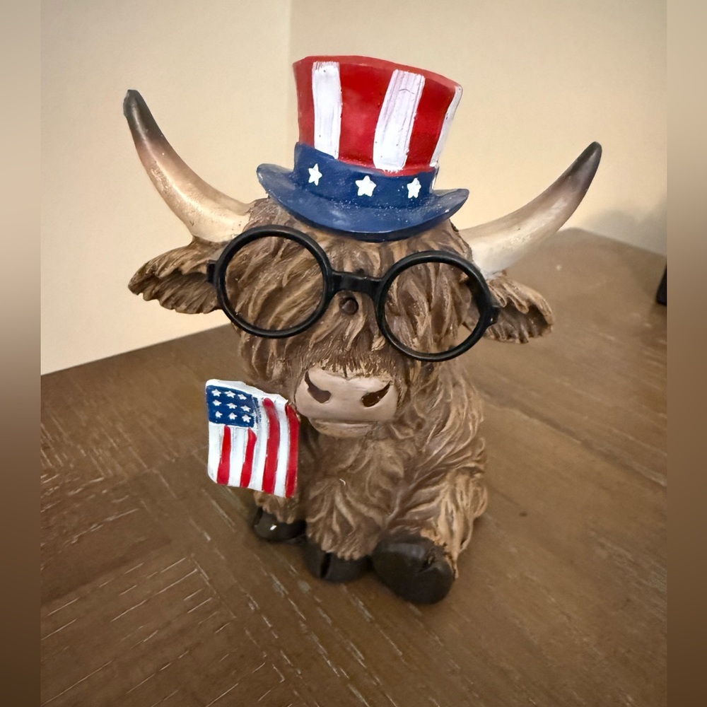 New Hobby Lobby Patriotic Highland Cow Figurine